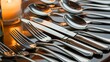 © Selen - Silver fork and spoon silver cutlery in restaurant