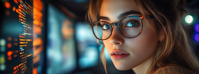  AI cyber security concept. Diverse IT specialist team analyzing artificial intelligence online risk threats to consumer data & privacy. Software developers coding & ethical hacking in dark office 