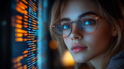  AI cyber security concept. Diverse IT specialist team analyzing artificial intelligence online risk threats to consumer data & privacy. Software developers coding & ethical hacking in dark office 