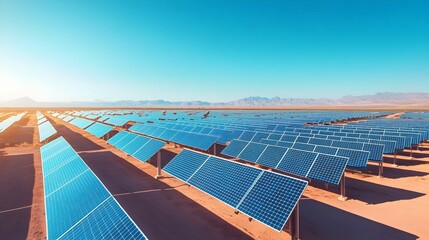 Poster - Extensive Solar Farm Harnessing Sunlight in Desert Landscape