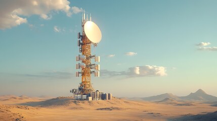 Aufkleber - High Tech Signal Tower Connecting Isolated Desert Regions via Wireless Technology