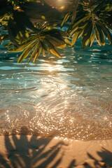 Wall Mural - Sunlight reflecting on clear water. AI.