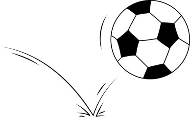 Doodle sport football soccer ball trajectory bounce. Line hand drawn ball