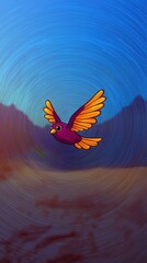 Poster - Colorful Bird Flying in Abstract Sky