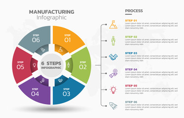 Wall Mural - visual data presentation. cycle diagram with 6 options. pie chart circle infographic template with 6