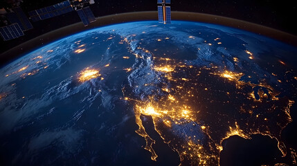 Wall Mural - earth at night from space