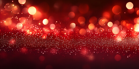 Wall Mural - Abstract red shiny glitter Christmas background with copy space