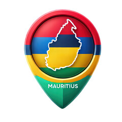 Detailed vector map pointer button in Mauritius colors