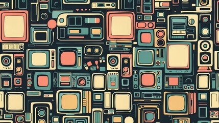 Retro tech pattern wallpaper