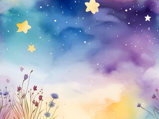 Wall Mural - Colorful floral landscape watercolor