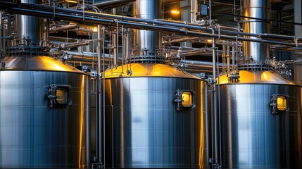 Wall Mural - Close-Up of Modern Industrial Tanks, Highlighting Advanced Equipment and Material Processing Technology