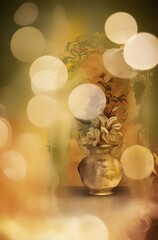 Wall Mural - golden bokeh background with ornaments