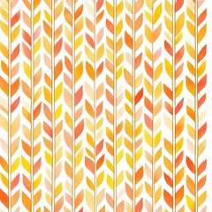 Canvas Print - Watercolor Seamless Pattern with Orange, Yellow and Peach Leaves