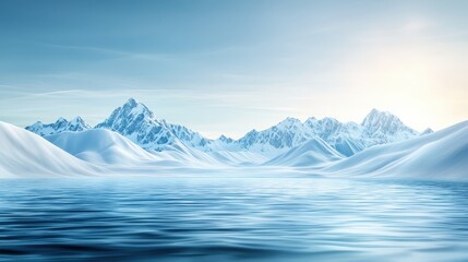 A melting glacier with water flowing into the ocean