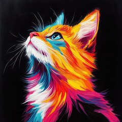 Poster - Abstract Colorful Cat Portrait.