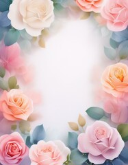 Wall Mural - pink roses frame