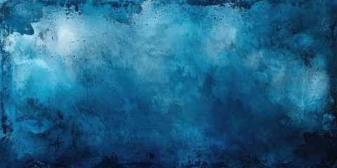 Aufkleber - Abstract blue watercolor background with a dark grunge texture for design and decoration, banner template. Generative AI.
