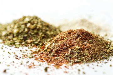 Wall Mural - A fresh Za'atar seasoning and Za'atar seasoning Power isolated on white