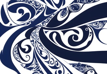 Wall Mural - Abstract Blue and White Swirls