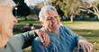© David/peopleimages.com - Friends, happy and senior women in park for bonding, conversation and relax together outdoors. Friendship, retirement and elderly people on bench talking, chat and laughing in nature for wellness
