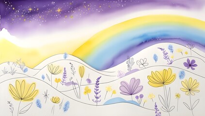 rainbow and flowers illustration