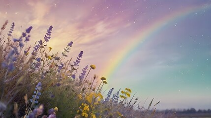 Wall Mural - watercolor flowery fields