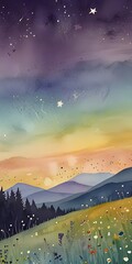 Wall Mural - pretty flower watercolor background