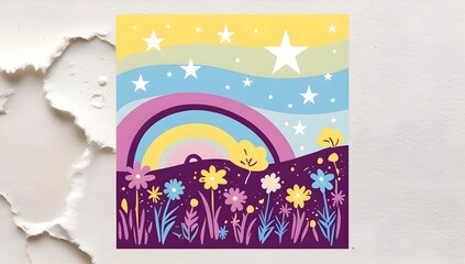 rainbow and flowers illustration