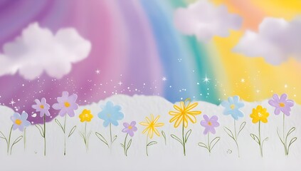 Wall Mural - watercolor flowery fields