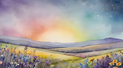 Wall Mural - pretty flower watercolor background