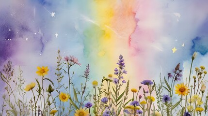 Wall Mural - pretty flower watercolor background