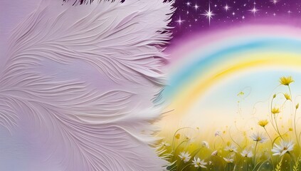 Wall Mural - rainbow and flowers illustration
