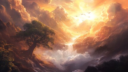Wall Mural - stunning depiction of the biblical creation narrative showcasing god s magnificent craftsmanship