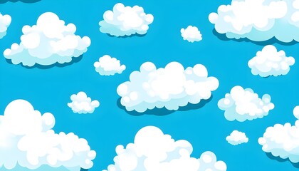 Wall Mural - Blue Sky with Fluffy White Clouds