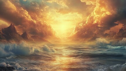 Wall Mural - stunning illustration of the biblical creation narrative showcasing god s majestic workmanship