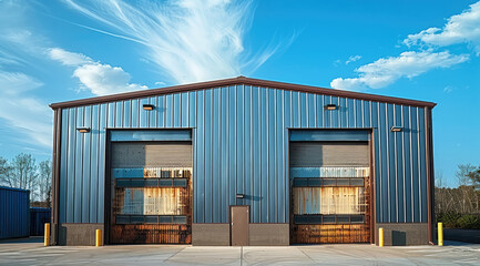 Poster - Small commercial metal building. Generative AI.