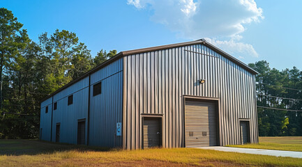 Poster - Small commercial metal building. Generative AI.