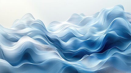 Aufkleber - Abstract background with blue waves, a gradient of light colors on white, light gray and sky blue, a simple design, high resolution, high quality, high detail, a minimalist. Generative AI.