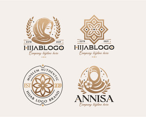 Beauty elegant hijab arabic woman logo design for business company