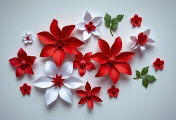 Wall Mural - red and white flowers