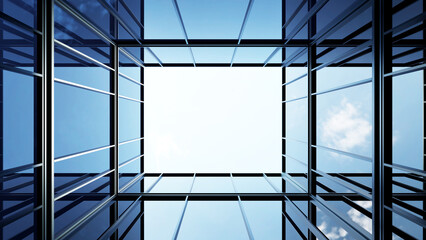 Poster - 3d rendering of modern architecture, Skyscraper corporate office building with glass window