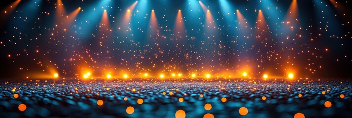 Blue and Orange Stage Lights with Glittering Particles