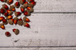 © Anna Kondratiuk - Autumn decoration on rustic wooden board, Wooden background with acorns frame flat layer, Oak acorns pattern on wooden background, rustic acorns background