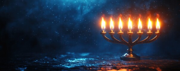 Bright Hanukkah menorah, glowing candles, minimal 3D Blender design, historical festival theme, isolated soft beige background