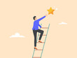 © ThongSam - Businessman climb up the ladder of success to reach star target