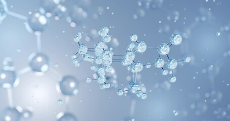 Poster - Hydrocortisone, rotating 3D model of hormone cortisol, seamless looped video, molecular structure with selective focus