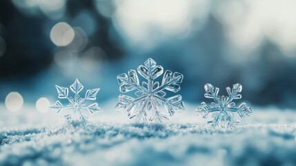 Wall Mural - Elegant snowflake family - winter concept for seasonal design and decoration