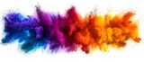 colorful rainbow holi paint color powder explosion isolated white wide panorama background