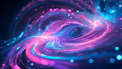 Dreamlike vortex of swirling purple and blue lights in an abstract design