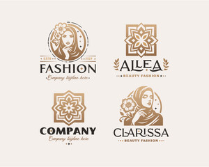 Beauty elegant hijab arabic woman logo design for business company